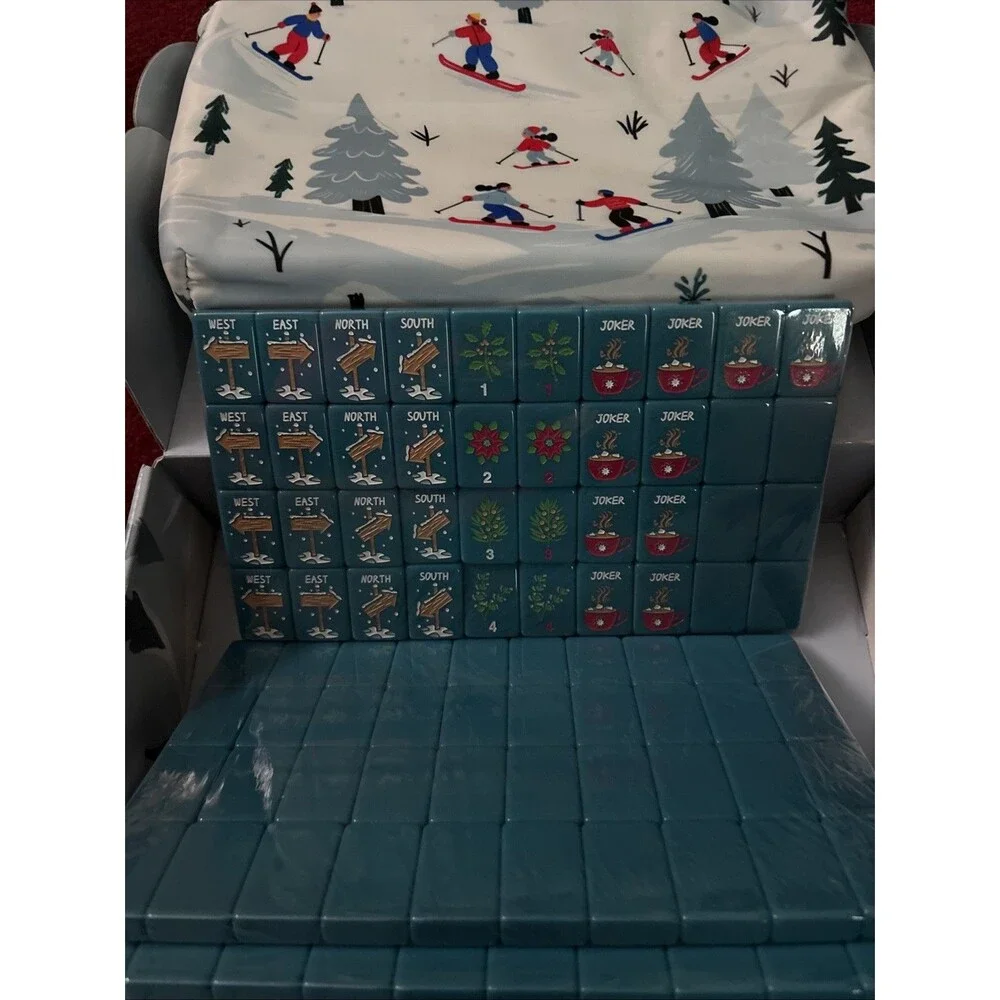 American Mahjong Tile Set with Carrying Bag and Accessories, 160 Acrylic Engrave